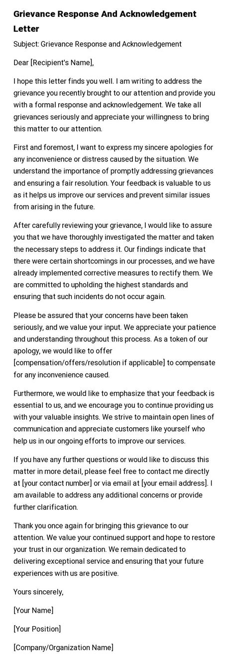 1. Grievance Intake and Response .